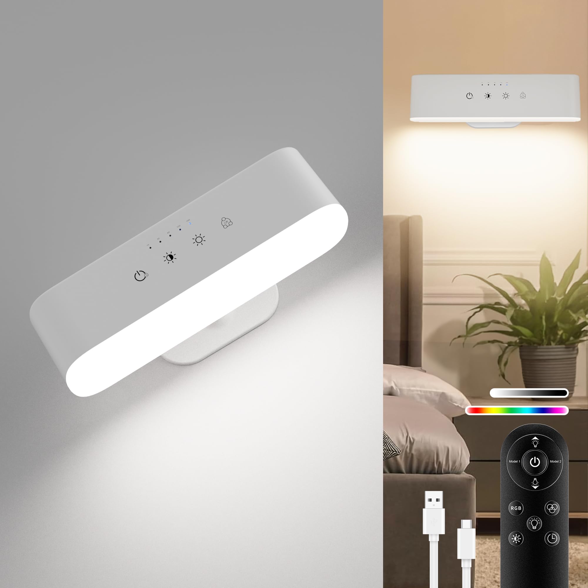 Akuga LED seinavalgustid, RGB, puldiga