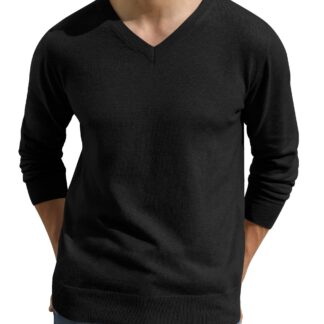 Kootud meeste kampsun, V-kaelus, must (XL)