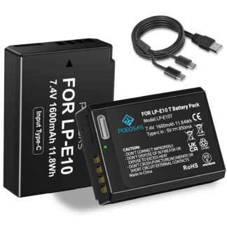 Kaamera aku LP-E10, USB-C laadimisega (2tk, 1600mAh)