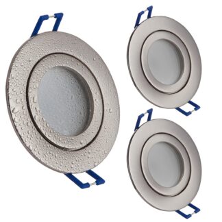 Süvistatavad LED valgustid, harjatud roostevaba teras, soe valgus (3tk, 5W, IP44, ava 6.5cm)