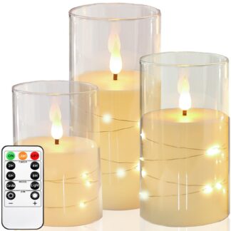 LED küünlad valguskettidega, kreemikad (3tk)
