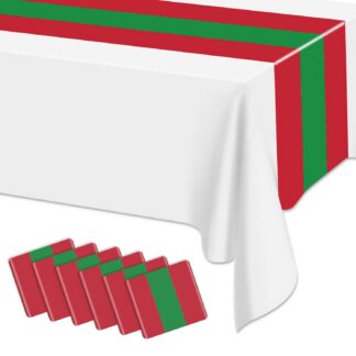 Piklikud jõuluteemalinsed laudlinad kilematerjalist, triibuline (6tk, 35x275cm)