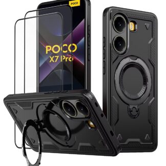 Telefonikaaned Xiaomi Poco X7 Pro 5G ja ekraanikaitse, must (2tk)