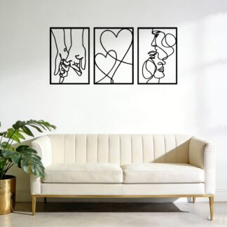 Minimalistlik metallist seinakaunistus (3tk, 40x25cm)