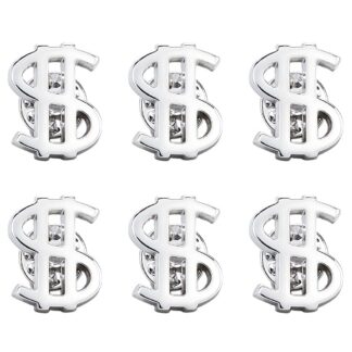 Dollarimärgiga rinnamärgid, hõbedased (6tk, 19.5x15mm)