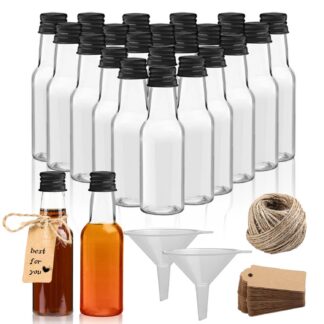Plastikpudelid lehtri ja siltidega, läbipaistev (30tk, 50ml)