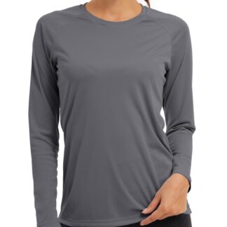 Naiste UV-kaitsega pikkade varrukatega spordisärk, tumehall (2XL)