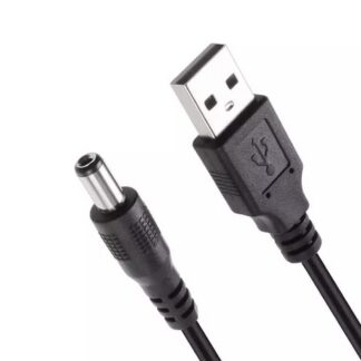 USB to DC toitekaabel, must (100cm, 5.5x2.1mm)