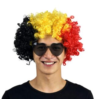 Afroparuka komplekt lipu ja südamega prillidega, kollane/punane/must (komplekt)