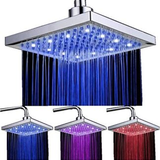 Värvi muutev LED vihmadušš, kroomitud (20x20cm, 12 LED)