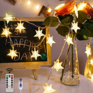 USB-toitega LED tähekujuline valguskett, kaugjuhtimispuldiga (10m, 80 LED)