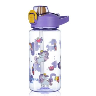 Kõrrega veepudel lastele, lilla (600ml)