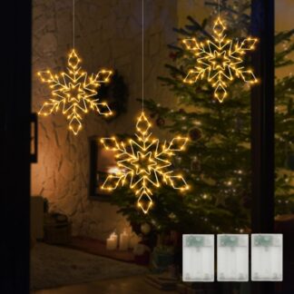 LED aknavalgustid, lumehelves ja täht, valge (3tk)