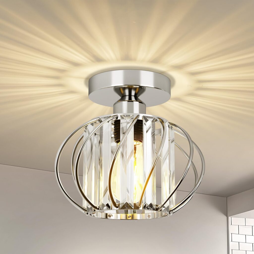 Kristallidega laelamp, kuldne (Ø28cm)
