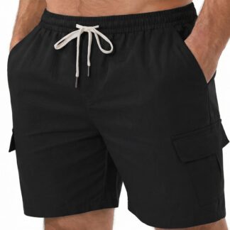 Meeste puuvillased lühikesed püksid, mustad (3XL)