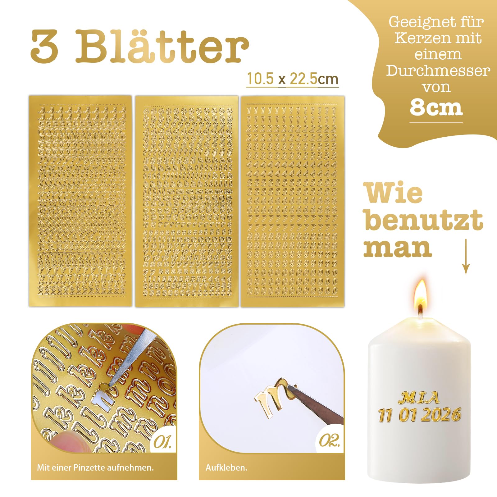 Küünlakleebiste komplekt, kuldne (2tk) - Pilt 4