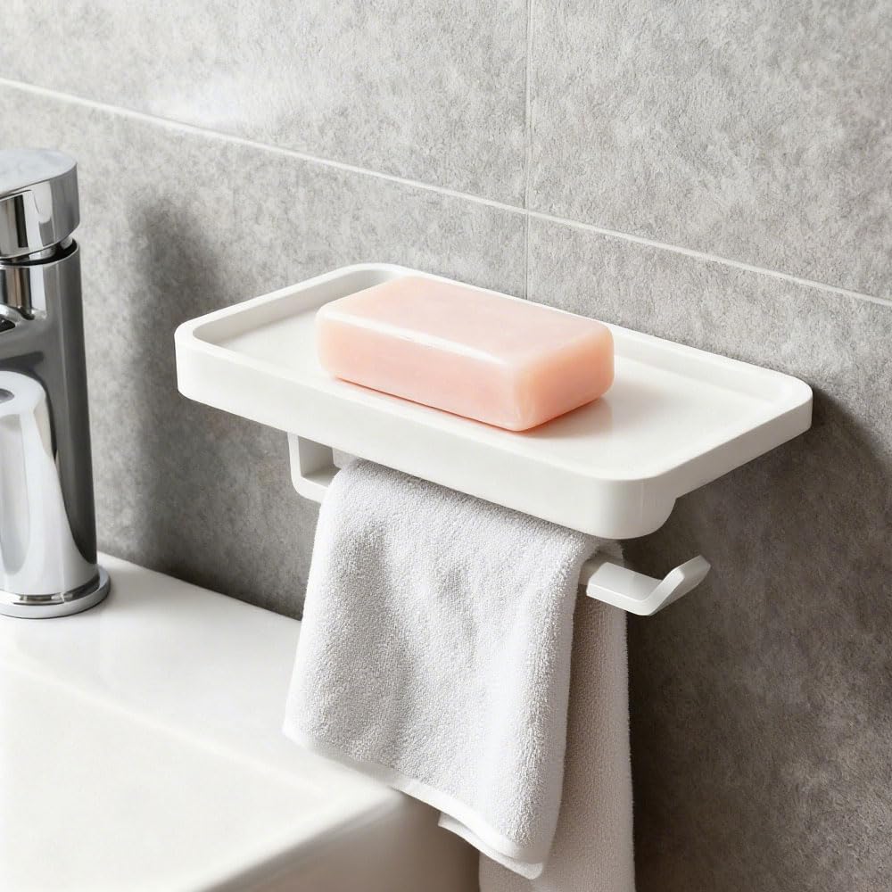 WC-paberi hoidik riiuliga, valge - Pilt 3