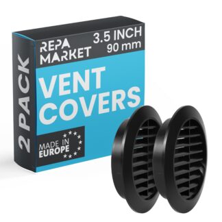 Ümmargune ventilatsioonirest putukavõrguga, must (2tk, 90mm)