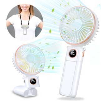 LED-ekraaniga akuga käsi-ventilaator, must, 6 kiirust (5200mAh)