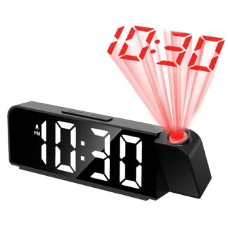Projektsiooniga digitaalne äratuskell, 180°, LED-ekraan ja temperatuurinäidik