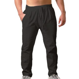 Meeste linased püksid, mustad (XL)