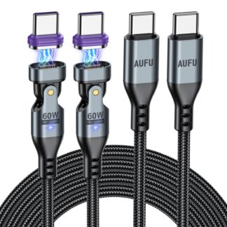 Magnetilised USB-C kiirlaadimiskaablid, pööratav (2tk, 200cm)