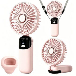 Kokkuvolditav USB käsi-ventilaator, 5 kiirust, roosa