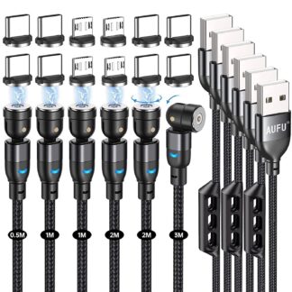 Magnetiliste laadimiskaablite komplekt, pööratav (6tk, 50-300cm) USB C ja Micro USB otsad