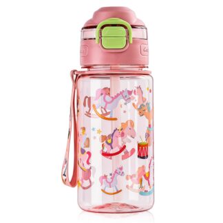 Kõrrega veepudel lastele, roosa (550ml)