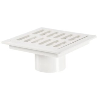 Ruudukujuline PVC põrandatrapi rest, valge (10cm)